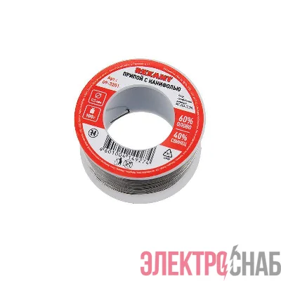 Припой катушка с канифолью 100гр d0.5мм (Sn60 Pb40 Flux 2.2%) (блист.) Rexant 09-3201