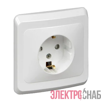 Розетка 1-м СП Этюд 16А защ. шторки с заземл. бел. SchE PC16-004B
