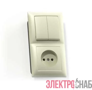 Блок СП БКВР-409 Селена (2-кл. выкл. + розетка) сл. кость Кунцево 8171