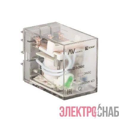 Реле промежуточное RPA 22/3 6А 24В DC AVERES EKF rpa-22-3-24DC