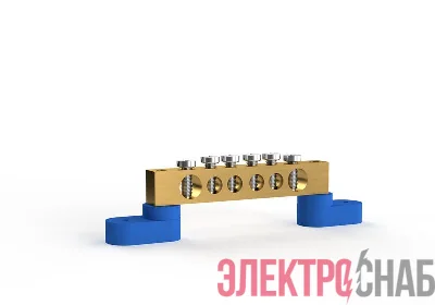 Шина нулевая 6х9мм 6 отвер. латунь У2-С на двух угловых изоляторах TOKOV ELECTRIC TKE-BSB-69-6-L2/N