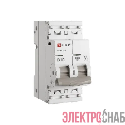 Выключатель автоматический модульный 2п B 10А 6кА ВА 47-63N PROxima EKF M636210B