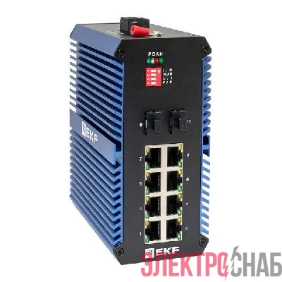 Коммутатор неуправляемый промышленный U-2GX/SFP-8GTP 2 порта 1000Base-X SFP 8 портов 10/100/1000Base-T(X) RJ45 c PoE монтаж на DIN-рейку TSX EKF TSX-U-2GX/SFP-8GTP
