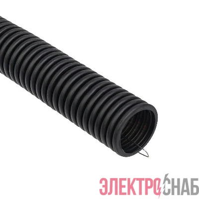 Труба гофрированная ПНД d25мм с протяжкой черн. (уп.50м) Rexant 28-0025-3