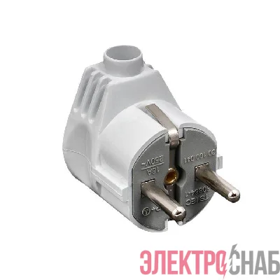 Вилка угловая 16А 250В усиленная с заземл. бел. PROxima EKF AVY16-10-r