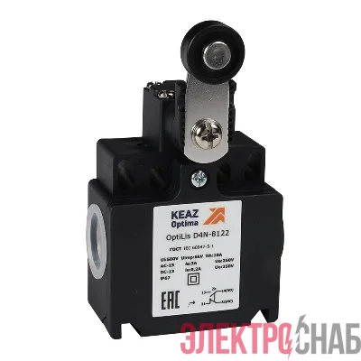 Выключатель концевой OptiLiS D4N-8122 рычаг метал. с роликом пластик. EN 50047 XCKT2118P16 КЭАЗ 365319