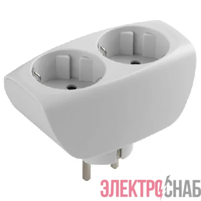 Разветвитель 2-м с заземл. 16А IP20 SP-2e-W защ. шторки бел. Эра C0045528