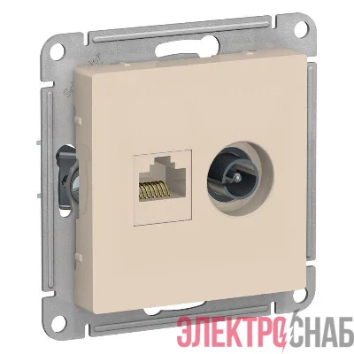 Розетка компьютерная + телевизионная 2-м AtlasDesign RJ45 кат.5E + TV механизм беж. SE ATN000289