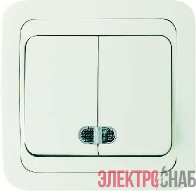 Выключатель 2-кл. СП Mimoza 10А IP20 с подсветкой бел./бел. Makel 12023