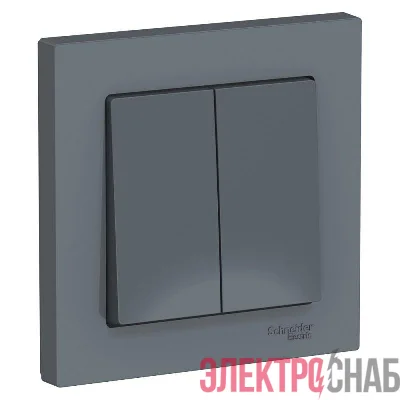 Выключатель 2-кл. СП AtlasDesign 10А IP20 (сх. 5) 10AX в сборе грифель SE ATN000752