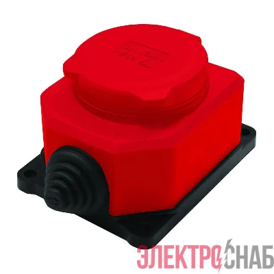 Розетка настенная 1-м 1ф "КОМПАКТ" с загл IP44 16А каучук красный UNIVersal 3075