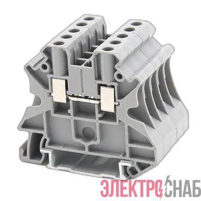 Клемма проходная винтовой зажим 2 точки подключения 4кв.мм сер. DKC TUR-4
