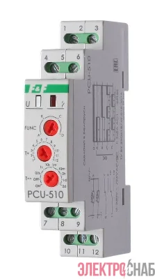 Реле времени PCU-510 (многофункц. 230В 2х8А 2перекл. IP20 монтаж на DIN-рейке) F&F EA02.001.009