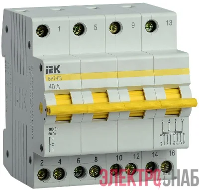 Выключатель-разъединитель трехпозиционный 4п ВРТ-63 40А IEK MPR10-4-040