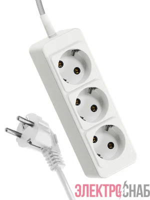 Удлинитель 3х3м с заземл. 10А IP20 ПВС 3х0.75 КОСМОС YKsm3m-3g-Z(10A)P