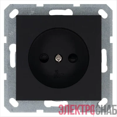 Розетка 1-м 16А IP20 без заземл. защ. шторки механизм черн. матов. soft touch Jasmart G5503PB