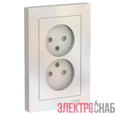 Розетка 2-м СП AtlasDesign 16А IP20 без заземл. защ. шторки в сборе жемчуж. SchE ATN000422