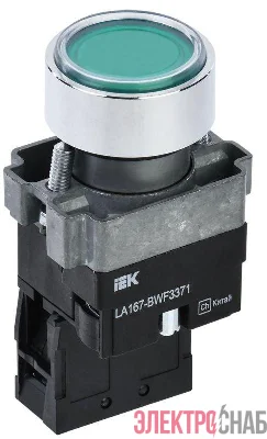 Кнопка LA167-BWF3371 d22мм RC 1НО с подсветкой зел. KARAT IEK BBT20-BWF3371-1-12-67-K06
