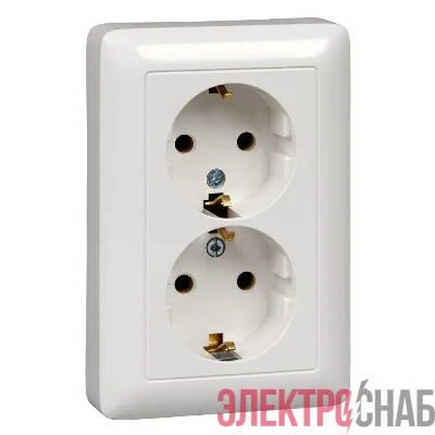 Розетка 2-м СП Хит 16А 250В с заземл. без защ. шторок бел. SE RS16-236-B