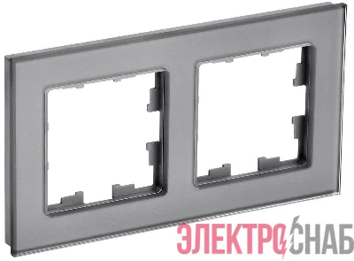 Рамка 2-м BRITE РУ-2-2-БрСе стекло сер. IEK BR-M22-G-K03