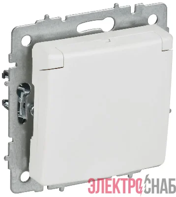 Розетка BRITE РСбш10-3-БрАБ 16А IP20 с заземл. защ. шторки с крышкой механизм арктич. бел. IEK BR-R16-16-K91