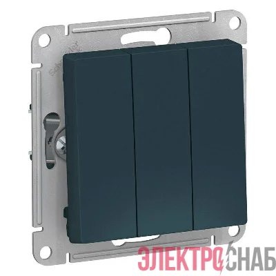 Выключатель 3-кл. СП AtlasDesign 10А IP20 (сх. 1+1+1) 10AX механизм изумруд SchE ATN000831