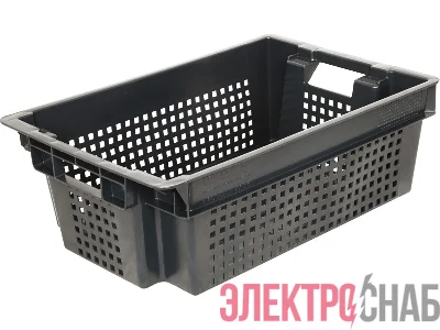 Ящик 600х400х200 1,5кг. дно сплошное, стенки перфорированные  чёрный 102-1 102-1