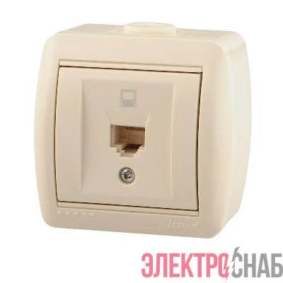 Розетка компьютерная 1-м ОП Nata RJ45 16А IP20 крем. LEZARD 710-0300-139