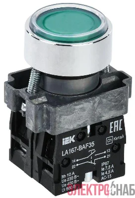 Кнопка LA167-BAF35 d22мм 1НО+1НЗ зел. KARAT IEK BBT20-BAF35-3-22-67-K06