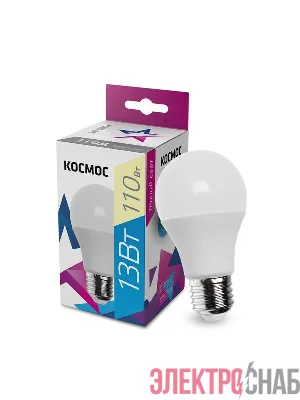Лампа светодиодная A60 13Вт 3000К E27 220В КОСМОС LkecLED13wA60E2730