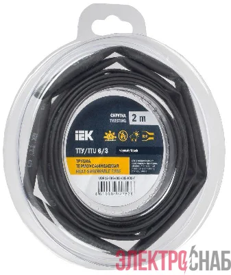 Трубка термоусадочная ТТУ нг-LS 6/3 черн. (уп.2м) IEK UDR12-006-003-002-K02-T