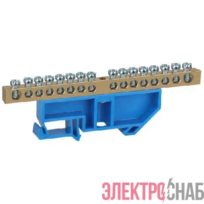 Шина N "ноль" на DIN-изол. ШНИ-6х9-16-Д NO-222-49 син. ЭРА Б0033430