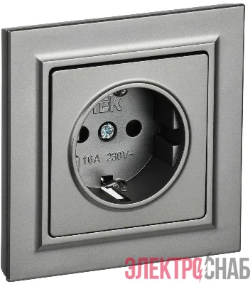 Розетка СП BRITE РСР14-1-0-БрС 16А в сборе с заземл. защ. шторки сталь IEK BR-R14-16-K46-F