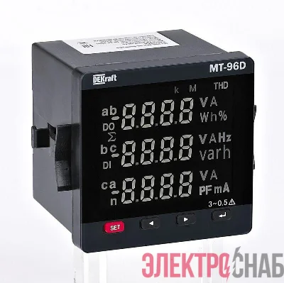 Мультиметр цифровой МТ-72D 3ф вх. 600В 5А 72х72мм LED-дисплей DEKraft 50400DEK