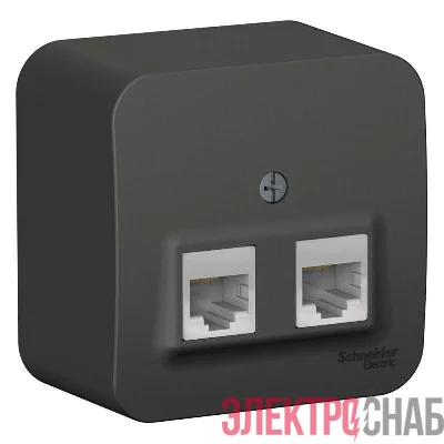 Розетка компьютерная 2-м ОП Blanca RJ45 кат.5E с изолир. пластиной антрацит SE BLNIA045456