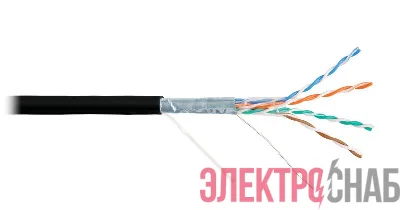 Кабель F/UTP 4 пары кат.5e (класс D) тест по ISO/IEC 100МГц ож BC (чистая медь) 24AWG (0.5мм) внутр./внеш. LSZH -40С нг(А)-HFLTx черн. (уп.305м) NIKOLAN NKL 4200C-BK
