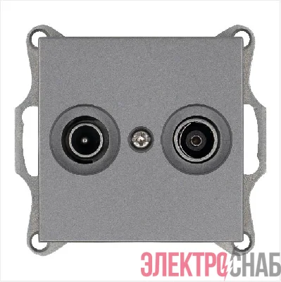 Розетка телевизионная оконечная TV + FM 2-м Ф9.5мм механизм алюм. Jasmart G6204S