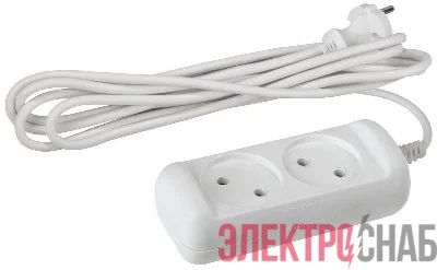 Удлинитель UX(6)-2-5m 2х5м без зазeмл. ПВС 2х0.75 ЭРА Б0028348