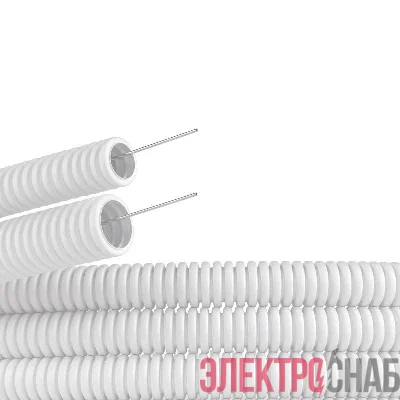Труба гофрированная ПЛЛ гибкая d50мм с протяжкой безгалоген. (HF) ПВ-0 бел. (уп.15м) DKC 81850