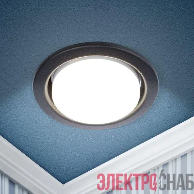 Светильник точечный KL35 SBK GX53 встраив. (к) черн. матов. ЭРА Б0055813