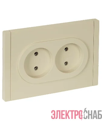Розетка 2-м СП FORTE&PIANO FP426 10А без заземл. без защ. шторок безвинт. крепл. ваниль IEK FP-R20-10-1-K10