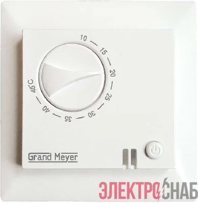 Термостат мех. GM-109 датчик пола 3.6кВт 16А бел. (с возможн. установкой в рамку Legrand серии Valena) Grand Meyer GM-109