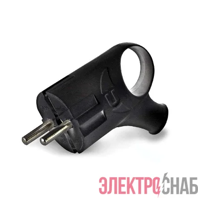Вилка электрическая угловая 16А 250В с заземл. с ушком черн. (еврослот) UNIVersal А0112