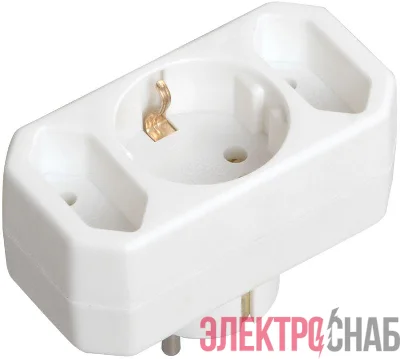 Разветвитель 3-м 16А IP20 Т-01/01-2 1-м кругл. + 2-м плоск. IEK WTP10-16-21