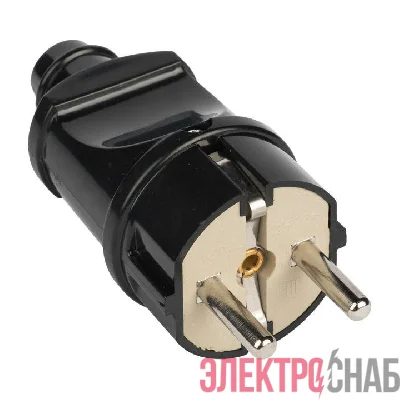Вилка прямая 16А 250В с заземл. черн. EKF AVP16-30