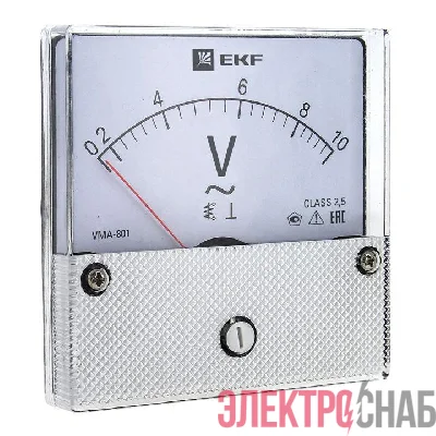 Вольтметр аналоговый VM-A801 на панель 80х80 (круглый вырез) 300В прямое подкл. EKF vma-801-300