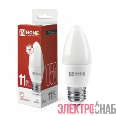 Лампа светодиодная LED-СВЕЧА-VC 11Вт свеча 4000К нейтр. бел. E27 1050лм 230В IN HOME 4690612020495