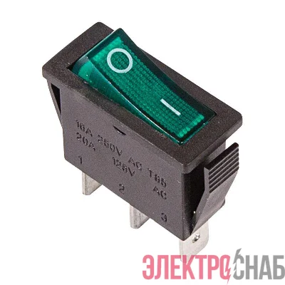 Выключатель клавишн. 250В 15А (3с) ON-OFF зел. с подсветкой (RWB-404; SC-791; IRS-101-1C) Rexant 36-2213