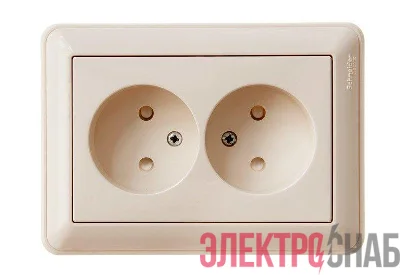 Розетка 2-м СП W59 16А IP20 без заземл. защ. шторки сл. кость SE RS16-254-28