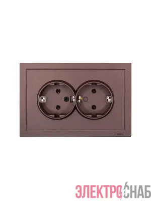 Розетка 2-мест. с/з СП ZIMA IP20 16А ПБТ безвинт. зажим шоколад LEZARD 704-7300-127BQC